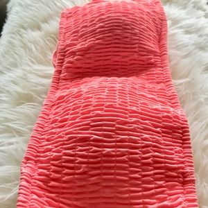 VS Smocked Lace-up Bandeau (Neon Nectar)Bikini Top